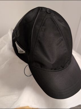 Prada Black Re-Nylon Cap with Logo Triangle